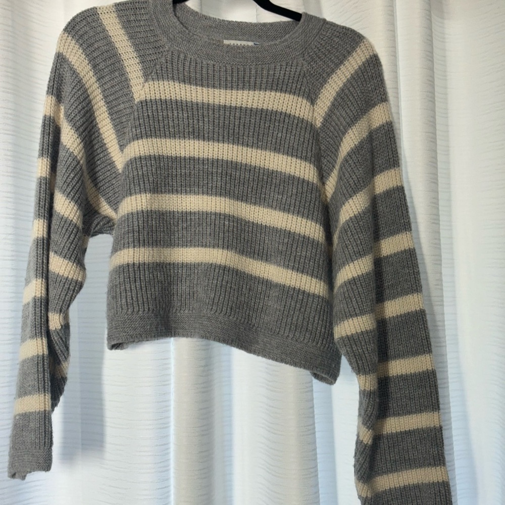 Topshop Gray and Cream Striped Sweater